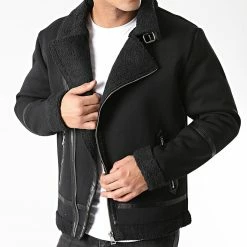 KZR Soldes 7 Sortie ⭐ Veste Zippée Col Mouton 220001 Noir de KZR 🌟