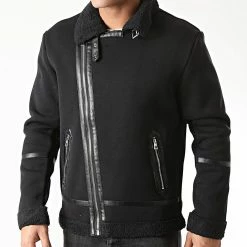 Sortie ⭐ Veste Zippée Col Mouton 220001 Noir de KZR 🌟 -KZR Soldes kzr 239646 G 220001 BLACK 20201027T163034 03