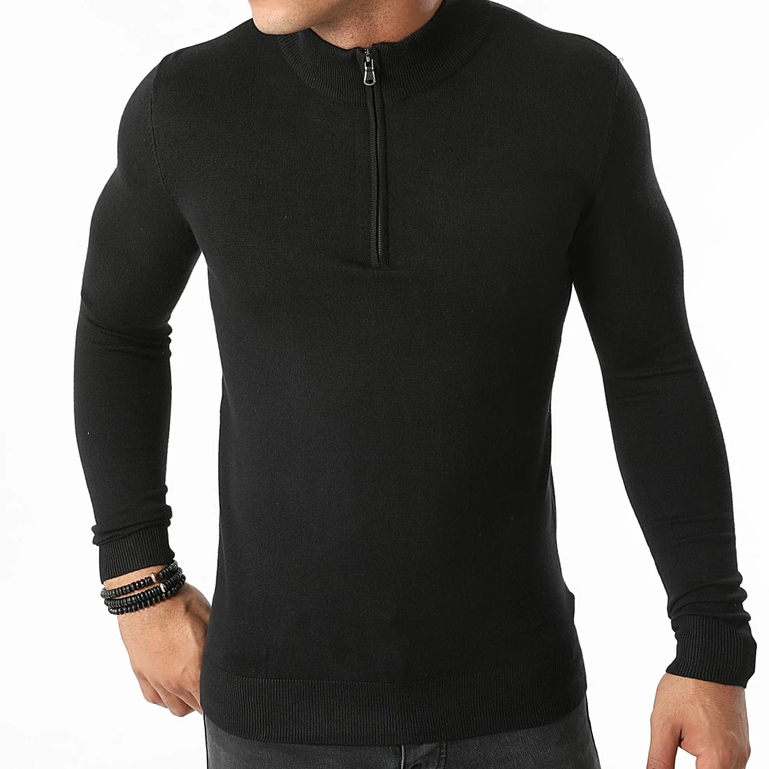 Sortie 😍 Pull Col Zippé LD-69012 Noir de KZR 👍 5 Sortie 😍 Pull Col Zippé LD-69012 Noir de KZR 👍 – Image 3