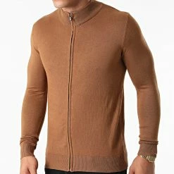 Nouveau 👏 Pull Zippé LD-69011 Marron de KZR 😍 -KZR Soldes kzr 276613 LD 69011 10 20210730T144427 01