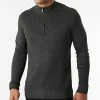 Meilleur prix 😉 Pull Col Zippé LD-69012 Gris Anthracite Chiné de KZR 💯 -KZR Soldes kzr 276615 LD 69012 3 20210729T160701 01