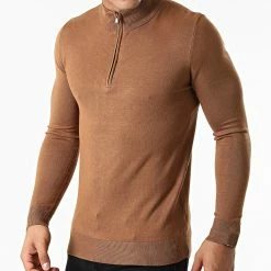 Coupon 🎉 Pull Col Zippé LD-69012 Marron de KZR 👏 -KZR Soldes kzr 276617 LD 69012 10 20210730T144359 01