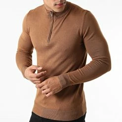 Coupon 🎉 Pull Col Zippé LD-69012 Marron de KZR 👏
