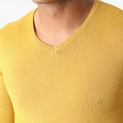 Meilleure affaire 🎁 Pull Col V LD-69007 Jaune Moutarde de KZR 🤩 -KZR Soldes kzr 276650 LD 69007 8 20210730T144739 02