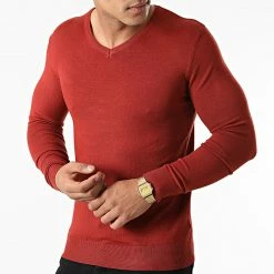 Acheter 🛒 Pull Col V LD-69007 Rouge Brique de KZR 💯 -KZR Soldes kzr 276652 LD 69007 9 20210730T144307 03