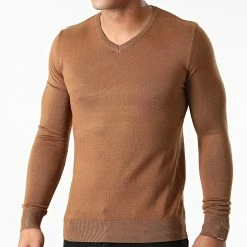 Sortie 👍 Pull Col V LD-69007 Marron de KZR 👏