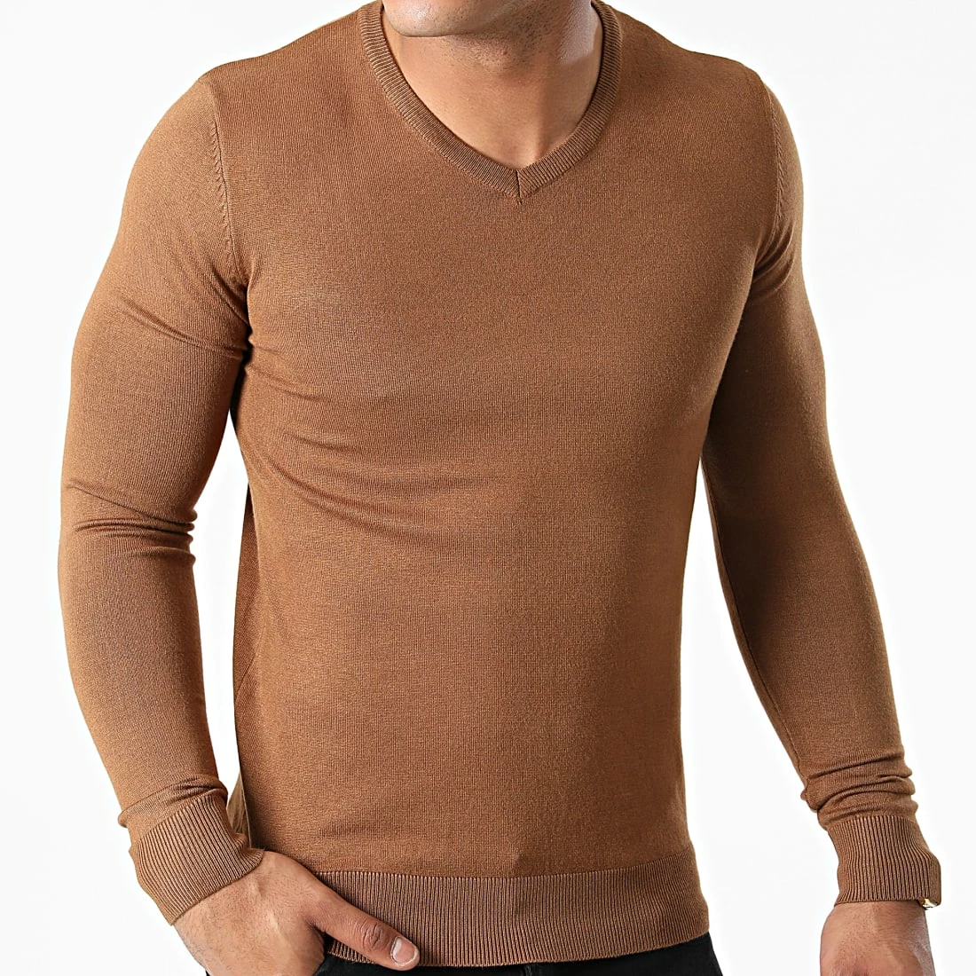 Sortie 👍 Pull Col V LD-69007 Marron de KZR 👏 5 Sortie 👍 Pull Col V LD-69007 Marron de KZR 👏 – Image 3