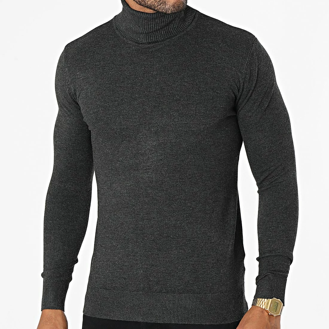 Bon marché ⌛ Pull Col Roulé LD-69008 Gris Anthracite Chiné de KZR 🤩 5 Bon marché ⌛ Pull Col Roulé LD-69008 Gris Anthracite Chiné de KZR 🤩 – Image 3