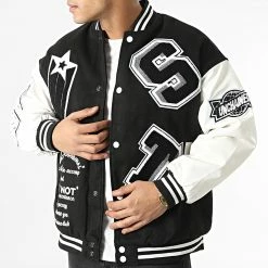 Le moins cher 🤩 Veste Teddy MK21006 Noir Blanc de KZR 👍