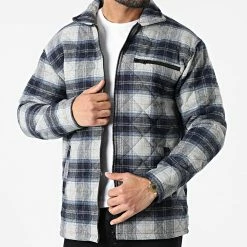 Tout neuf 😀 Surchemise 101400 Bleu Marine Gris de KZR 🧨