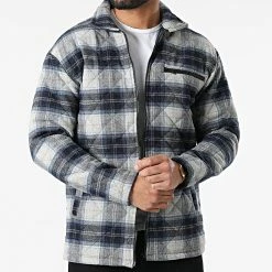 Tout neuf 😀 Surchemise 101400 Bleu Marine Gris de KZR 🧨 -KZR Soldes kzr 296944 J 101400 NAVY BLUE 20220106T155446 03