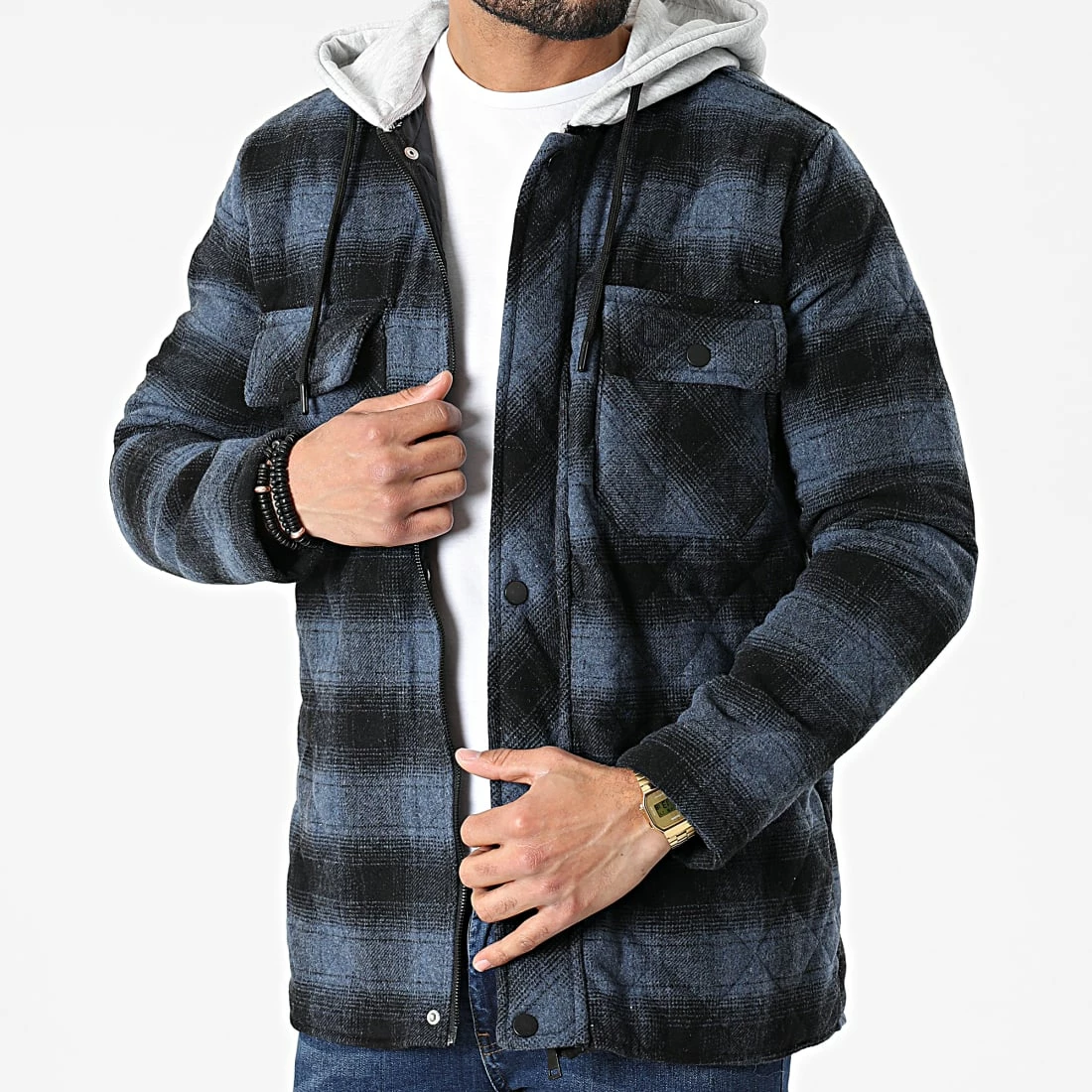 Budget 💯 Surchemise 101300 Bleu Marine Gris de KZR 🤩 3 Budget 💯 Surchemise 101300 Bleu Marine Gris de KZR 🤩