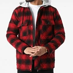 Le moins cher ✔️ Surchemise 101300 Carreaux Rouge Noir de KZR 😉 -KZR Soldes kzr 296955 J 101300 RED BLACK 20220106T155251 03