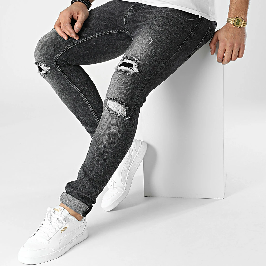 Nouveau 🤩 Jean Skinny P22-008 Gris Anthracite de KZR 🌟 5 Nouveau 🤩 Jean Skinny P22-008 Gris Anthracite de KZR 🌟 – Image 3