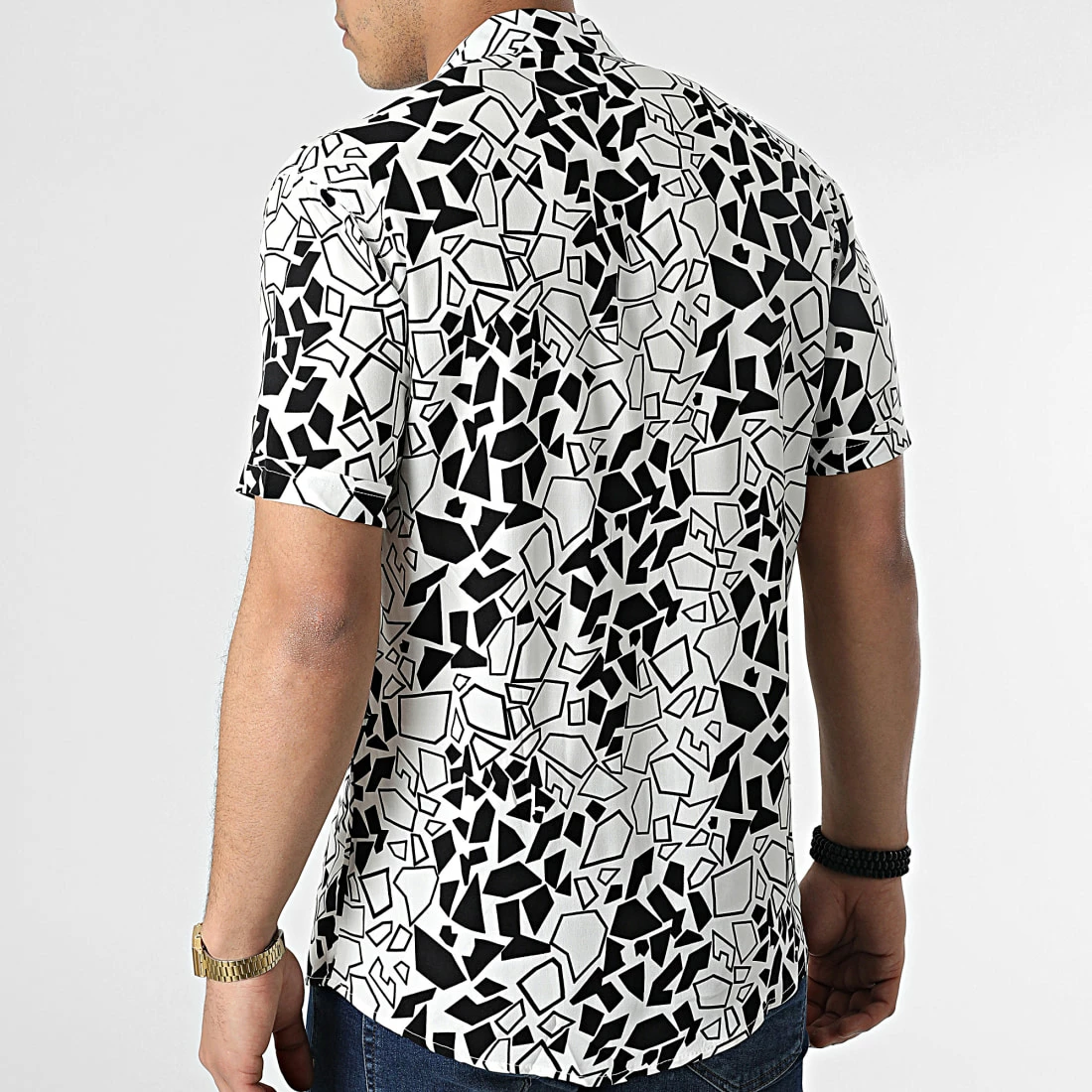 Acheter 🤩 Chemise A Manches Courtes CH22-114 Blanc Noir de KZR 🌟 5 Acheter 🤩 Chemise A Manches Courtes CH22-114 Blanc Noir de KZR 🌟 – Image 4