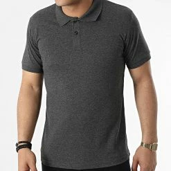 KZR Soldes 29 Nouveau 😍 Polo Manches Courtes O-82002 Gris Anthracite Chiné de KZR 🌟