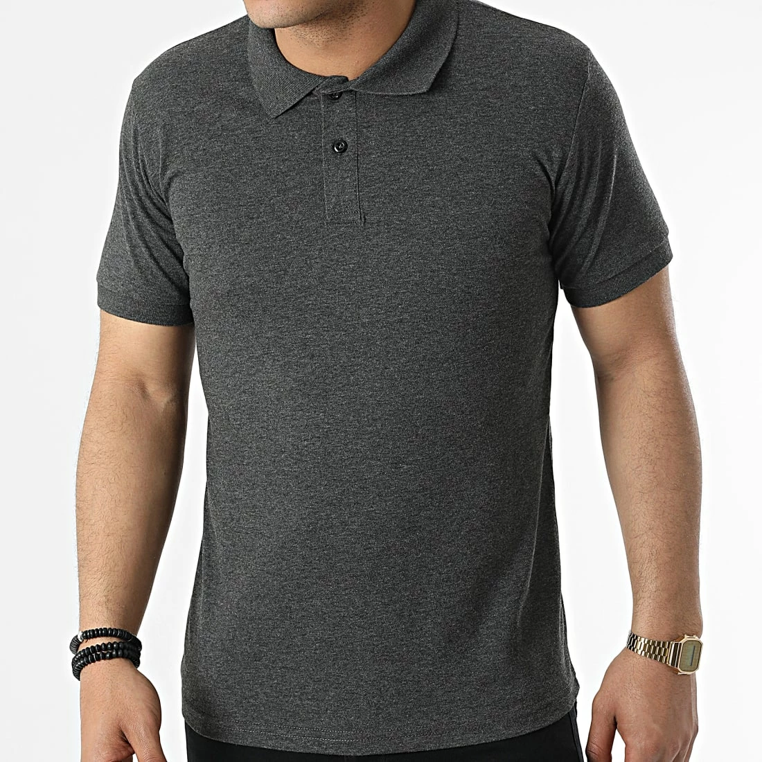 Nouveau 😍 Polo Manches Courtes O-82002 Gris Anthracite Chiné de KZR 🌟 3 Nouveau 😍 Polo Manches Courtes O-82002 Gris Anthracite Chiné de KZR 🌟
