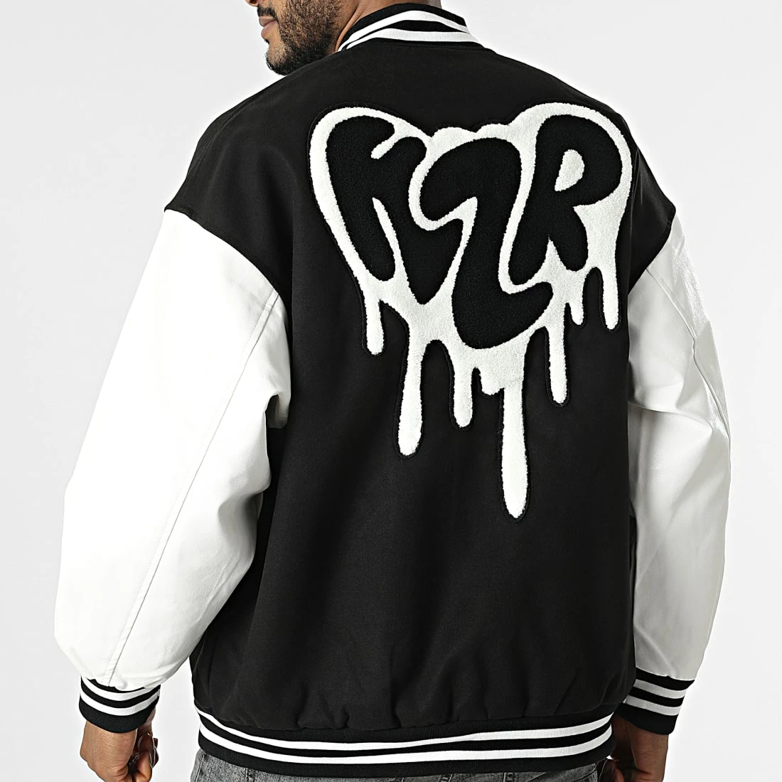 De gros 🤩 Veste Teddy MK21010 Noir Blanc de KZR ⌛ 6 De gros 🤩 Veste Teddy MK21010 Noir Blanc de KZR ⌛ – Image 4