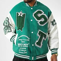 De gros 🎉 Veste Teddy MK21006 Vert Blanc de KZR ✔️ -KZR Soldes kzr 312706 MK21006 GREEN 20220712T155554 03