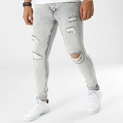 Meilleure vente 😀 Jean Skinny P22-023 Gris de KZR 😉