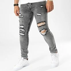 Meilleure vente 😍 Jean Skinny P22-027 Gris Anthracite Chiné de KZR 😍