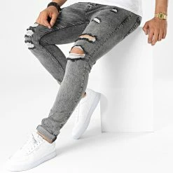 Meilleure vente 😍 Jean Skinny P22-027 Gris Anthracite Chiné de KZR 😍 -KZR Soldes kzr 322142 P22 027 GREY 20220609T120405 03