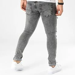 Meilleure vente 😍 Jean Skinny P22-027 Gris Anthracite Chiné de KZR 😍 -KZR Soldes kzr 322142 P22 027 GREY 20220609T120406 04