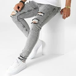 Budget 💯 Jean Skinny P22-028 Gris Chiné de KZR 🎉 -KZR Soldes kzr 322143 P22 028 GREY 20220608T161442 03