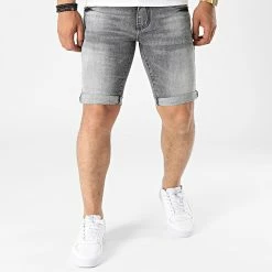 Meilleure affaire 🔔 Short Jean Slim TH37778 Gris Anthracite de KZR 💯 -KZR Soldes kzr 322161 TH37778 B GREY 20220608T142609 03