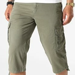 Bon marché 👍 Short Chino KD67079 Vert Kaki de KZR 😉