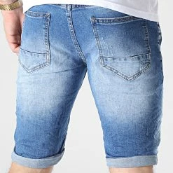 Nouveau 🎁 Short Jean S-58189 Bleu Wash de KZR 👍 -KZR Soldes kzr 325571 S 58189 BLUE 20220701T155958 04