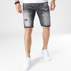 Meilleure vente 😀 Short Jean S-58187 Gris de KZR 🤩 -KZR Soldes kzr 325572 S 58187 BLACK 20220701T160116 03