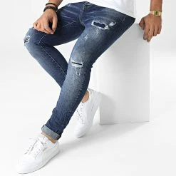 Vente flash ✨ Jean Skinny TH37802 Bleu Denim de KZR ✨ -KZR Soldes kzr 330992 TH37802 MEDIUM BLUE 20220805T142529 03