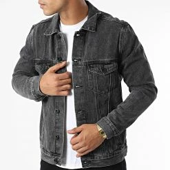 De gros 👏 Veste Jean TH37811 Gris Anthracite de KZR ✔️