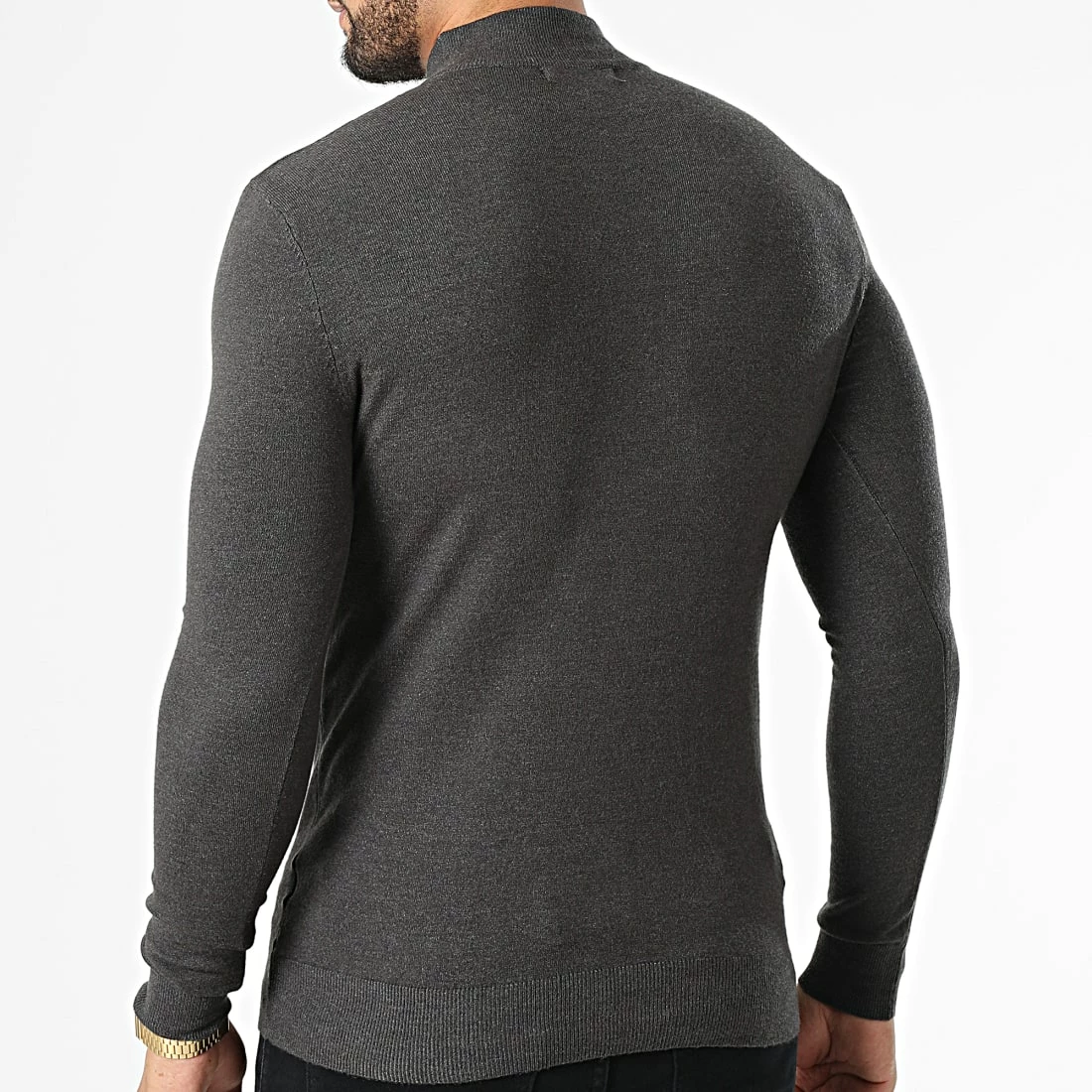 Sortie 😍 Pull Col Cheminée LD-690017 Gris Anthracite Chiné de KZR 🤩 6 Sortie 😍 Pull Col Cheminée LD-690017 Gris Anthracite Chiné de KZR 🤩 – Image 4