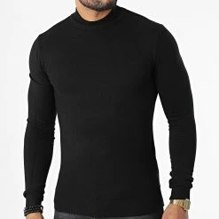 Acheter 👍 Pull Col Cheminée LD-690017 Noir de KZR 💯