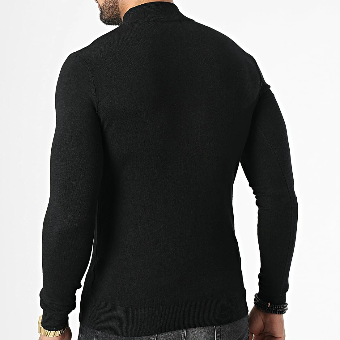 Acheter 👍 Pull Col Cheminée LD-690017 Noir de KZR 💯 6 Acheter 👍 Pull Col Cheminée LD-690017 Noir de KZR 💯 – Image 4