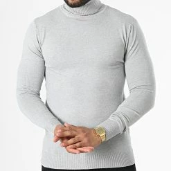 Sortie 🥰 Pull Col Roulé LD-690018 Gris Chiné de KZR ✨