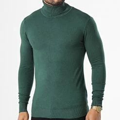 Bon marché 👏 Pull Col Roulé LD-690018 Vert de KZR 🎉