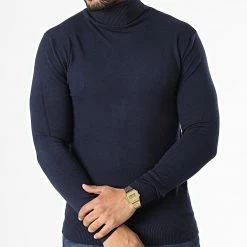 Promo ✔️ Pull Col Roulé LD-690018 Bleu Marine de KZR 👏