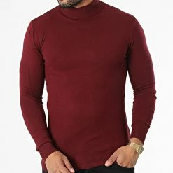 Vente flash ✨ Pull Col Cheminée LD-690017 Bordeaux de KZR 👏