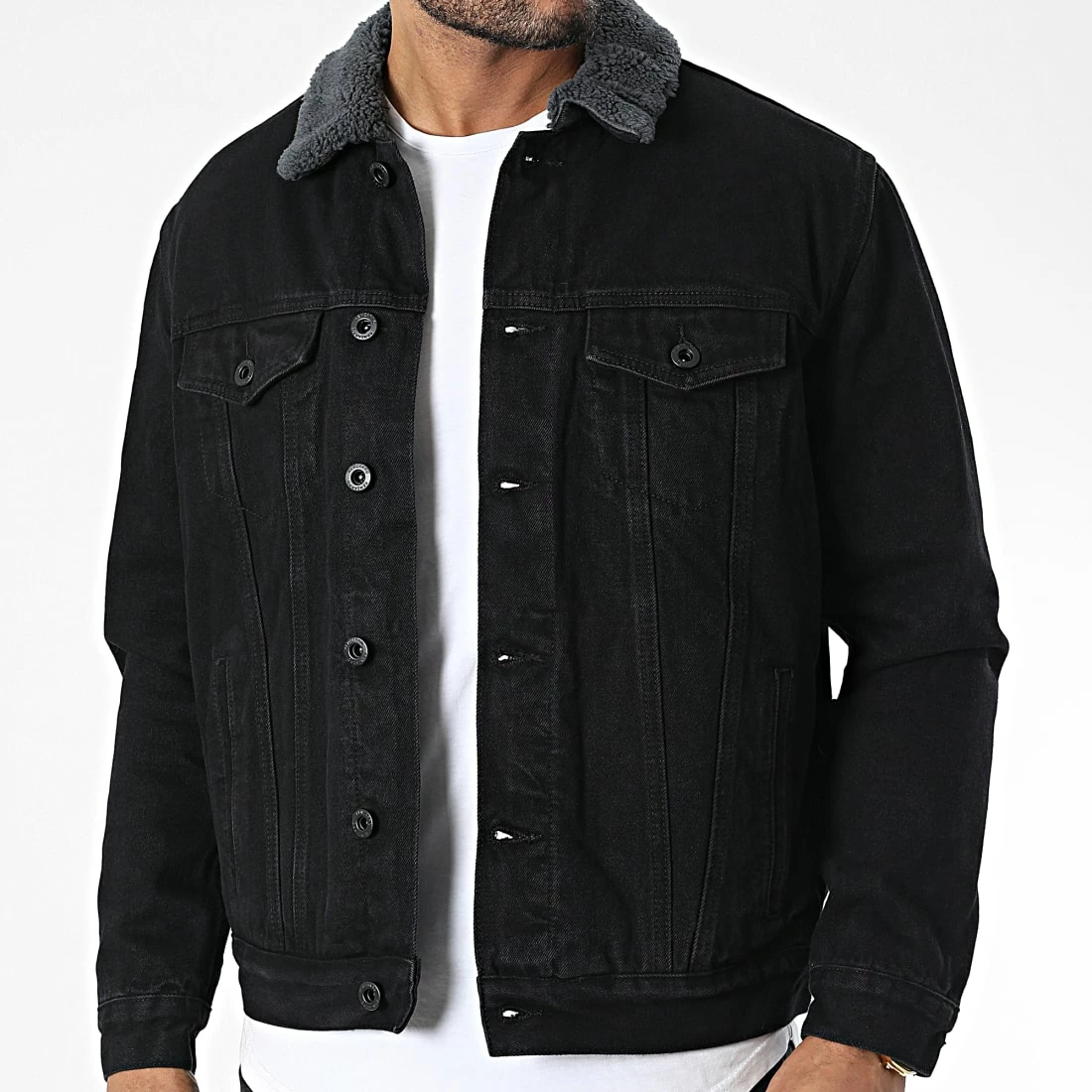 Tout neuf 👏 Veste Jean Col Mouton TH37816 Noir de KZR 🌟 5 Tout neuf 👏 Veste Jean Col Mouton TH37816 Noir de KZR 🌟 – Image 3
