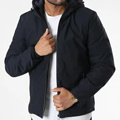 Sortie 🔥 Veste Zippée Capuche TR-2205 Bleu Marine de KZR 🔥