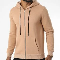Bon marché 🤩 Sweat Zippé Capuche D8056 Camel Clair de KZR 🧨