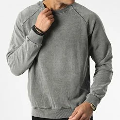Offres 😀 Sweat Crewneck D7418 Gris Chiné de KZR ✔️ -KZR Soldes kzr 342131 D7418 NERO 20221027T152503 03