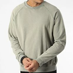 Bon marché 🔥 Sweat Crewneck D7418 Vert Kaki de KZR 😀